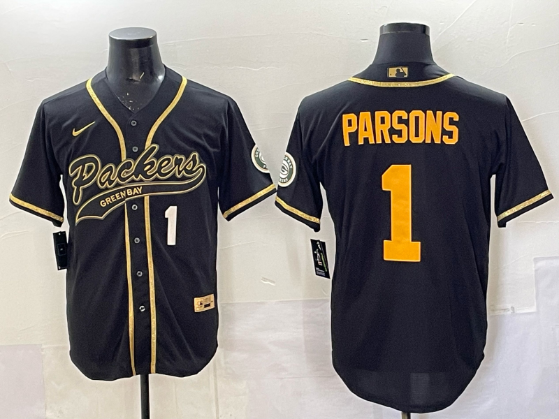 Men Green Bay Packers #1 Parsons black green Nike NFL 2025 jersey 07